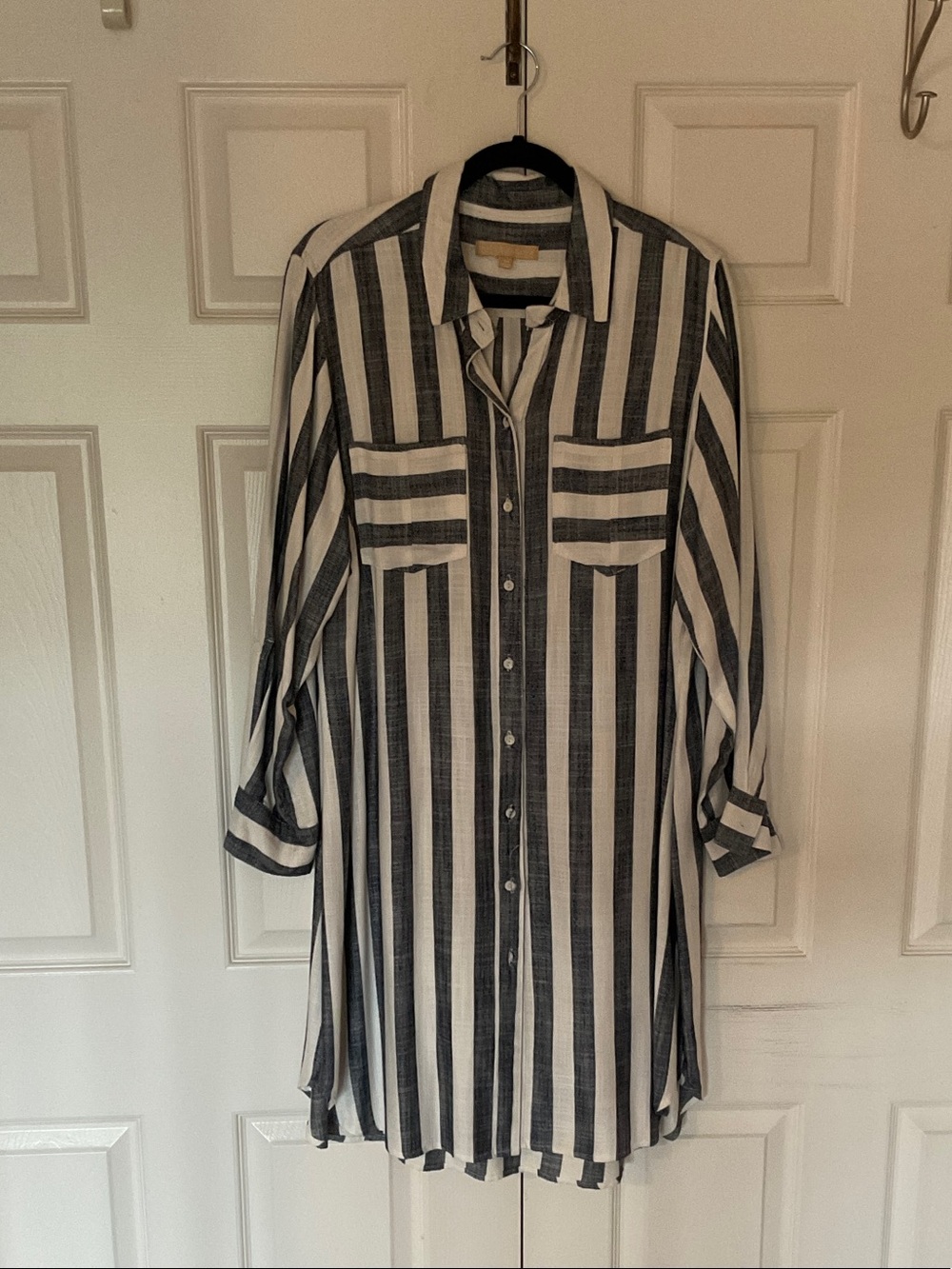Hope and Harlow  Striped  Button-Up Shirt dress- navy & White 16W